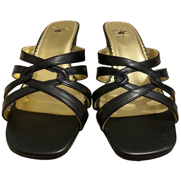 BEVERLY HILLS POLO CLUB | BLACK SLIDE HEELS SZ - Picture 4 of 9